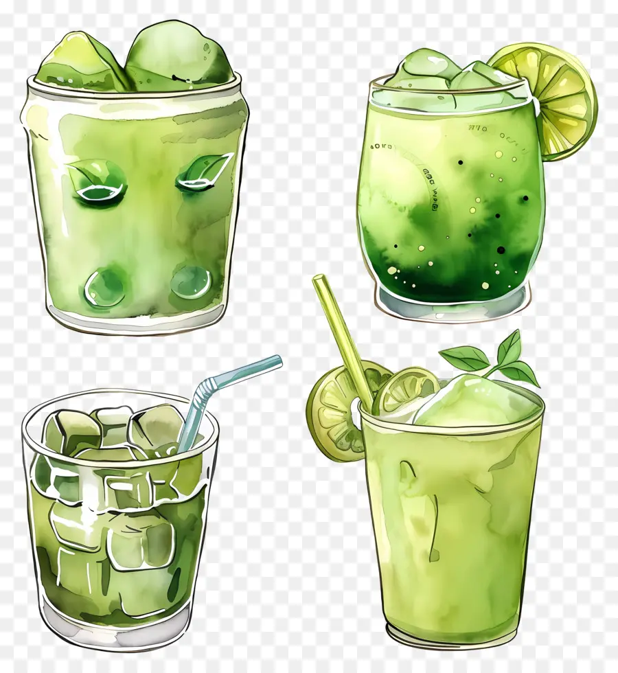 Bebida Matchá，Bebidas Verdes PNG