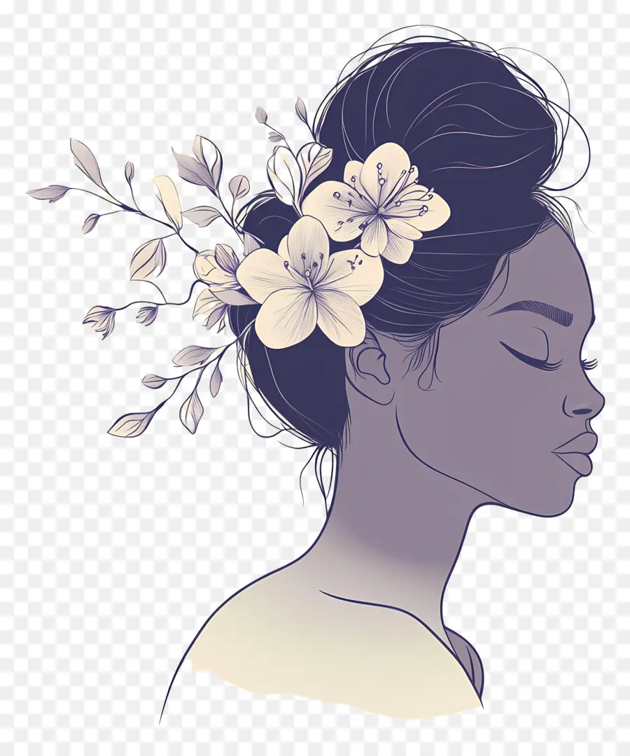 Logotipo Da Menina，Mulher Com Flores PNG