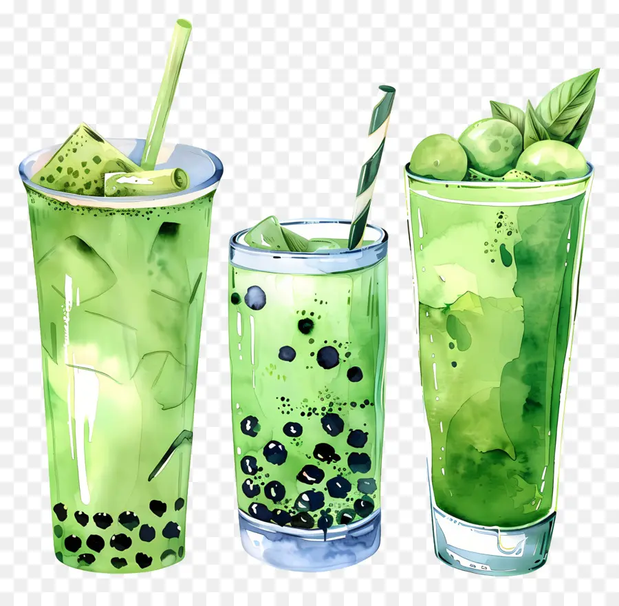 Bebida Matchá，Bebidas Verdes PNG