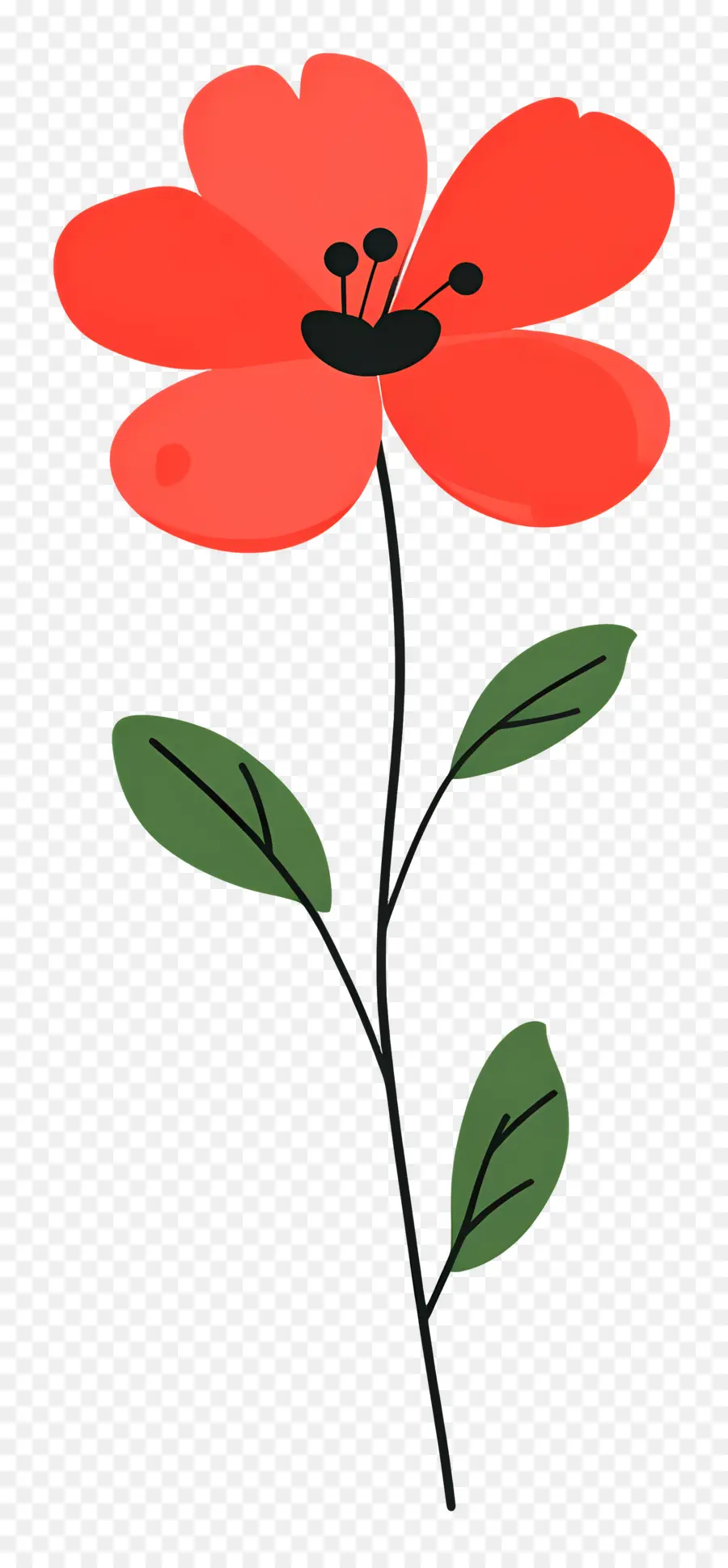 Flor única，Flor Vermelha PNG