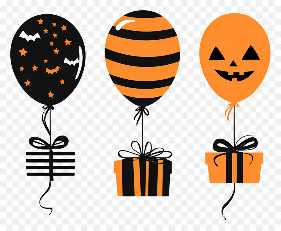 Balões De Halloween，Presentes PNG