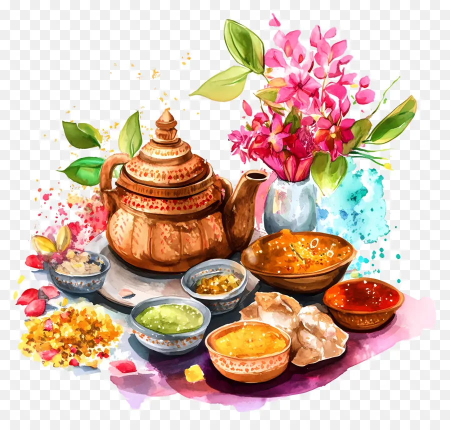 Karva Chauth，Comida Tradicional E Chá PNG