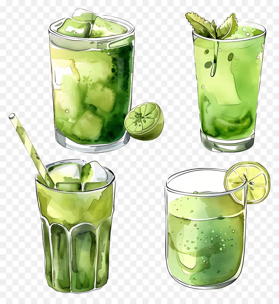 Bebida Matchá，Bebidas Verdes PNG