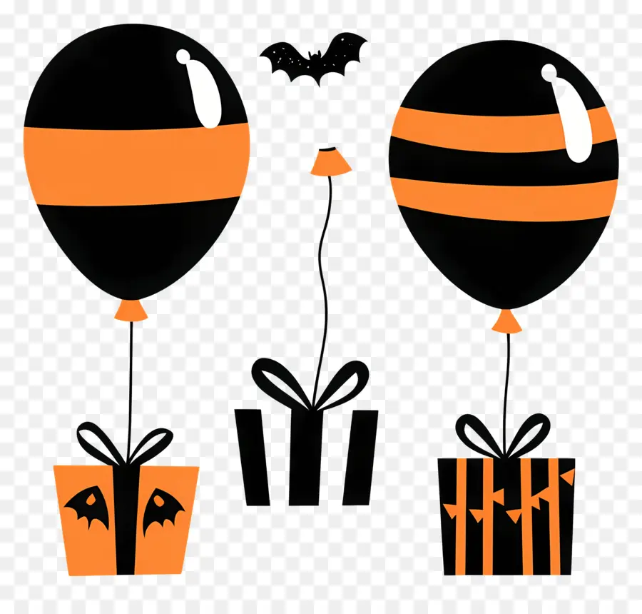 Balões De Halloween，Presentes PNG