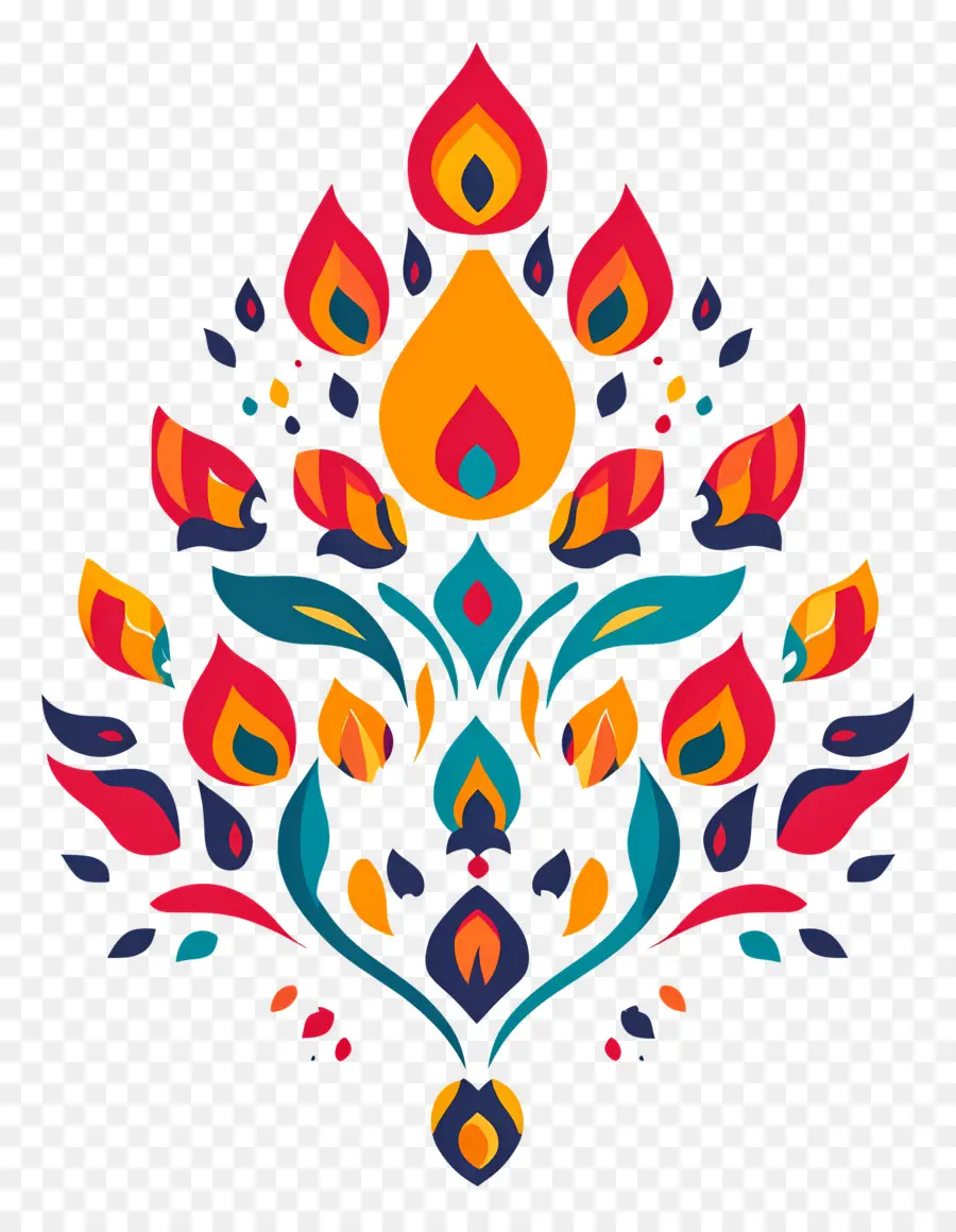 Deepavali，Padrão De Chama Colorida PNG