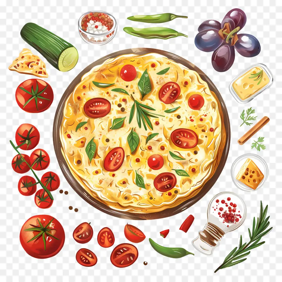 Omelete Espanhola，Pizza PNG