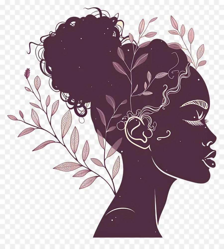 Logotipo Da Menina，Perfil Com Cabelo Floral PNG