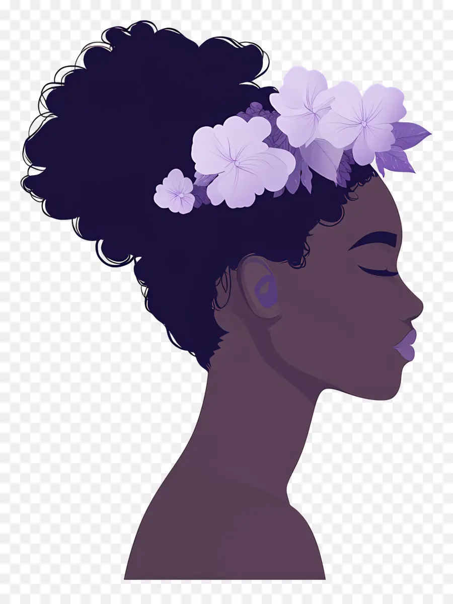 Logotipo Da Menina，Perfil Com Flores Roxas PNG