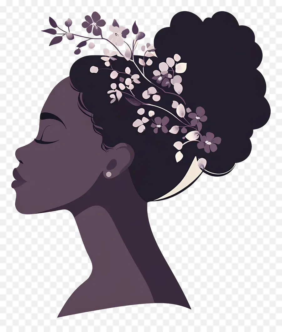 Logotipo Da Menina，Perfil Com Cabelo Floral PNG