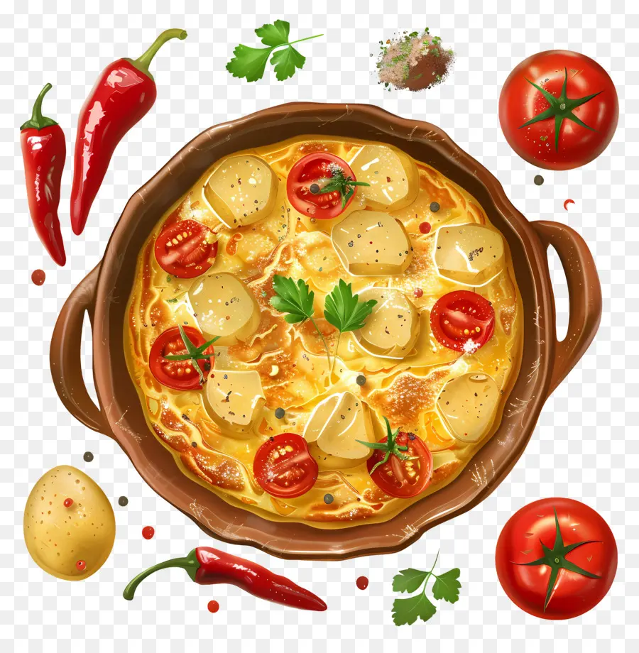 Omelete Espanhola，Pizza Vegetal PNG