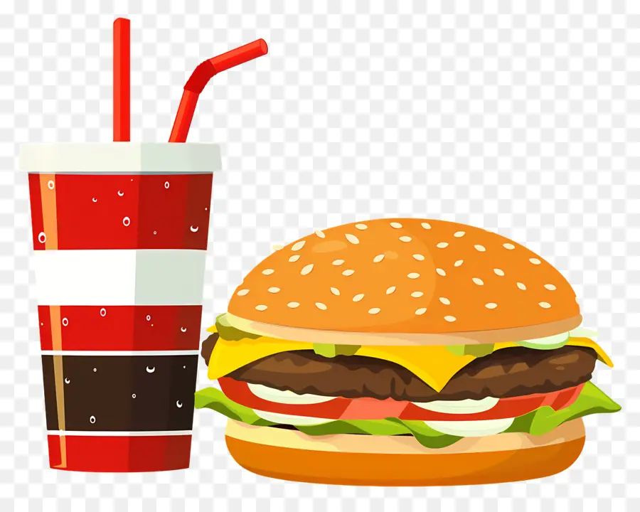 Hambúrguer Coca Cola，Hambúrguer E Bebida PNG