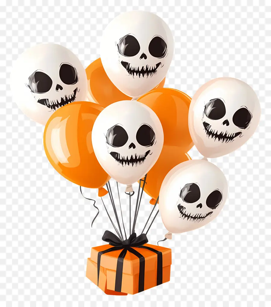 Balões De Halloween，Balões E Presente De Halloween PNG