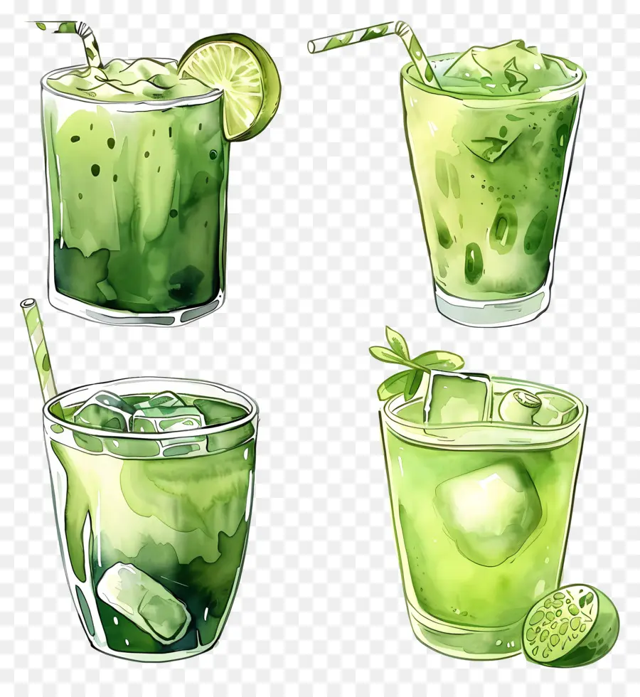 Bebida Matchá，Bebidas Verdes PNG