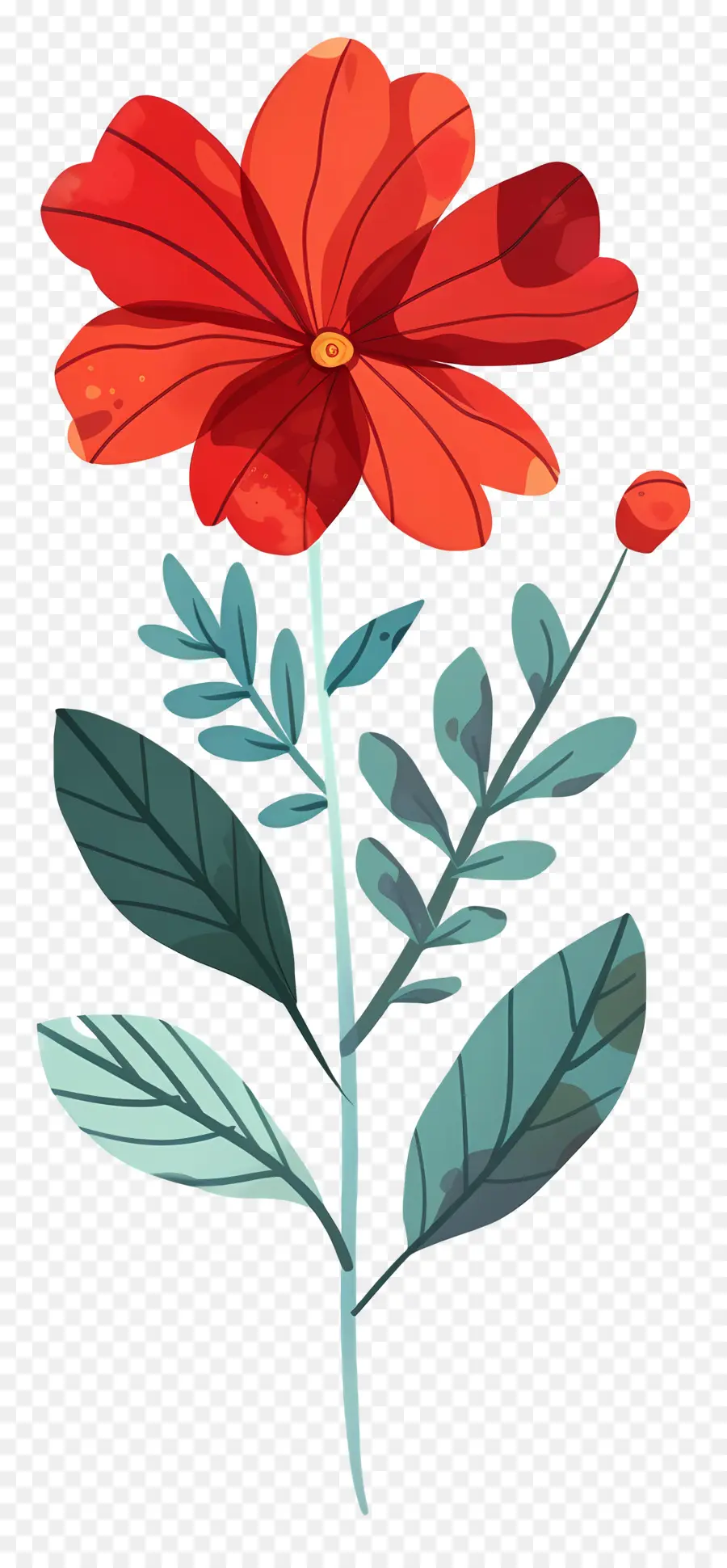 Flor única，Flor Vermelha PNG