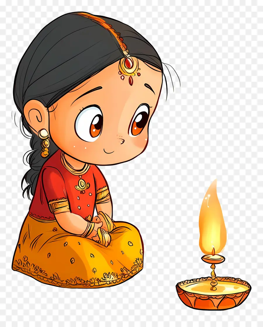 Karva Chauth，Garota Com Diya PNG