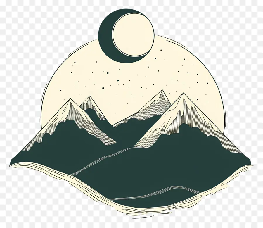 Contorno Da Montanha，Montanhas E Lua PNG