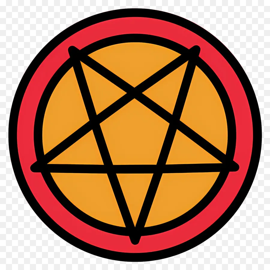 Símbolo Do Pentagrama，Pentagrama Vermelho E Amarelo PNG