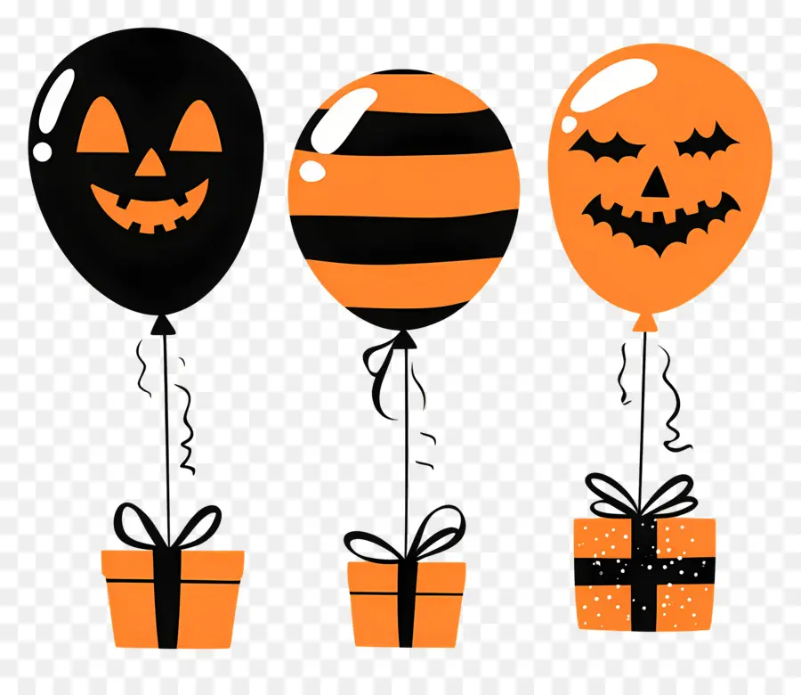 Balões De Halloween，Presentes PNG