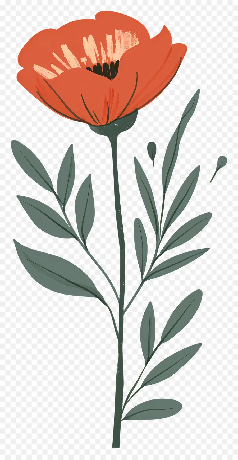 Flor única，Flor Vermelha PNG