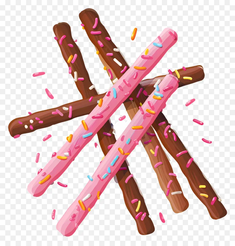 Palitos De Chocolate，Palitos Rosa E Marrom PNG