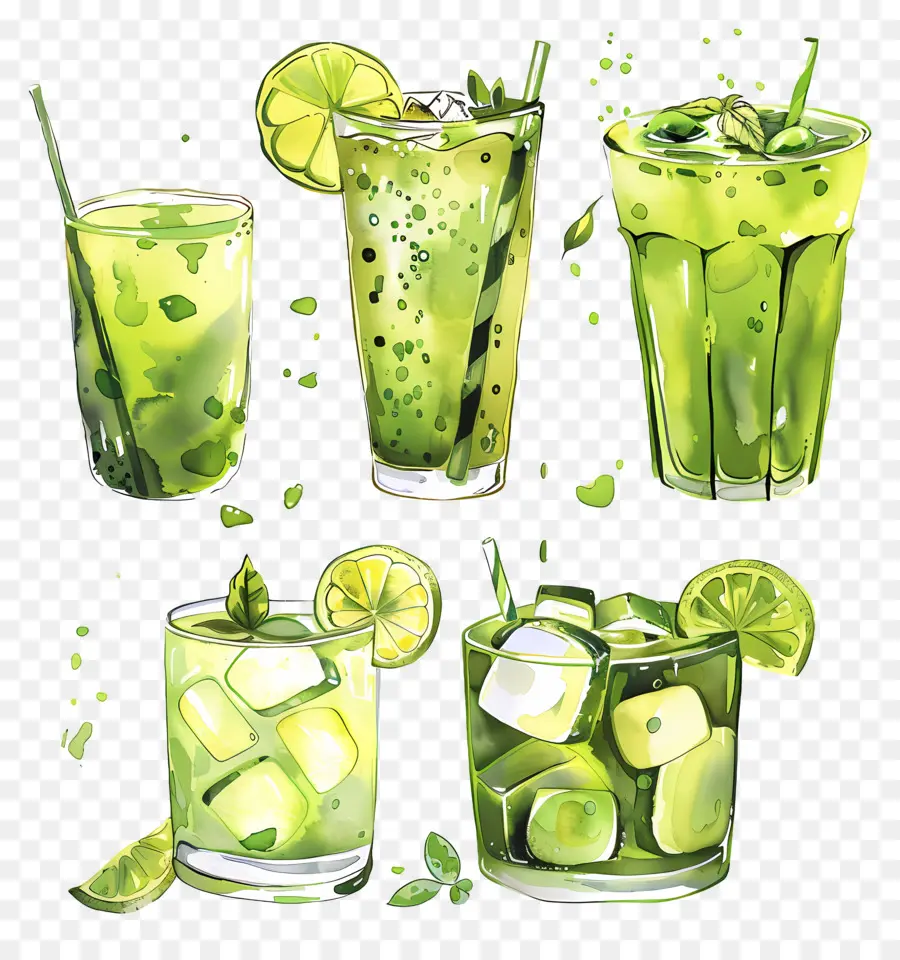 Bebida Matchá，Bebidas Verdes PNG