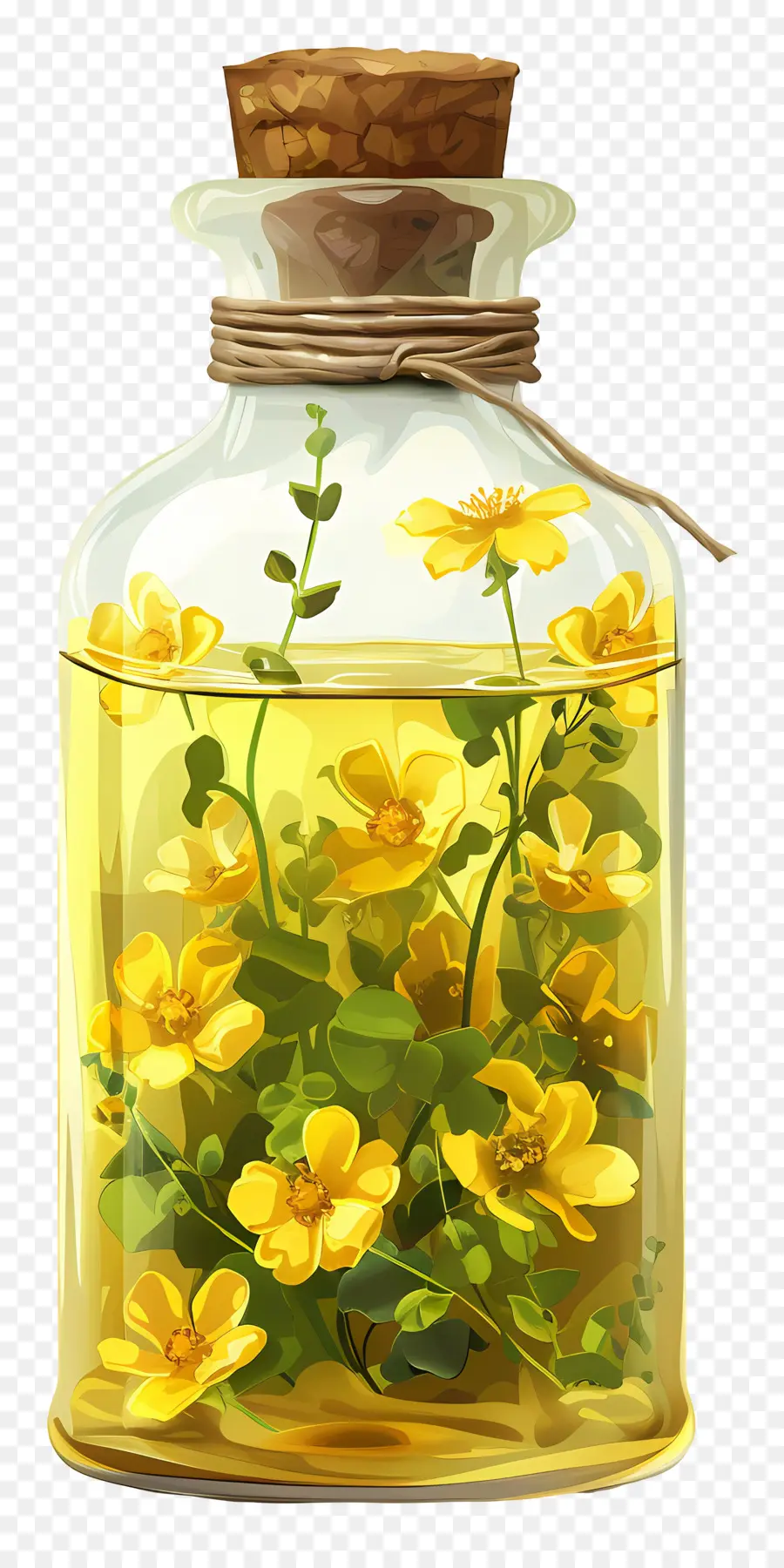 óleo De Canola，Frasco Com Flores Amarelas PNG