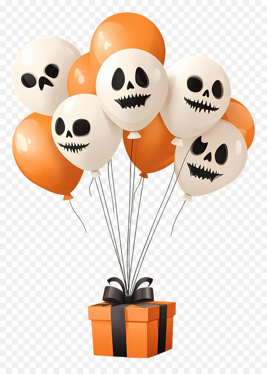 Balões De Halloween，Balões E Presente De Halloween PNG