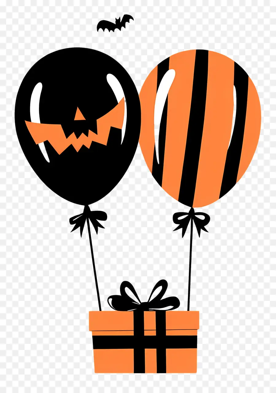 Balões De Halloween，Balões E Presente De Halloween PNG