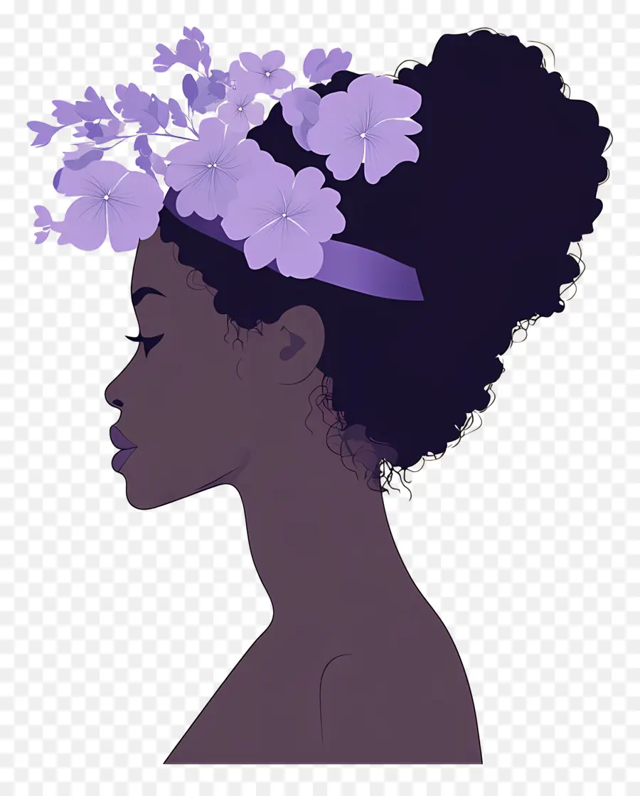 Logotipo Da Menina，Perfil Com Flores Roxas PNG