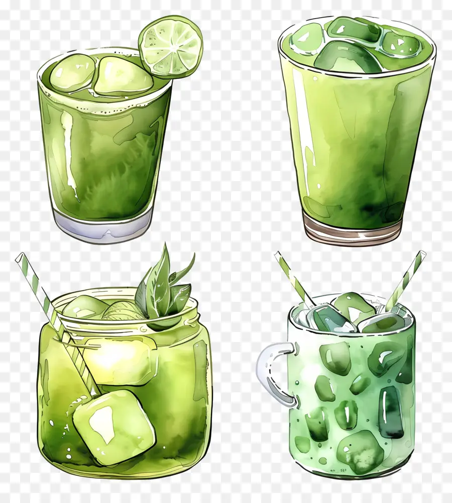 Bebida Matchá，Bebidas Verdes PNG