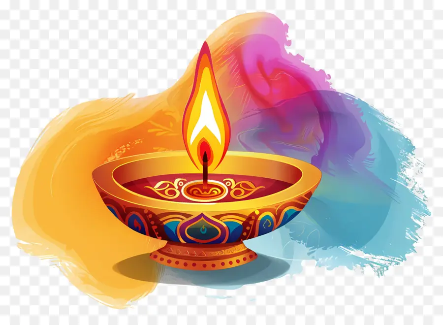 Diwali Diya，Lâmpada De óleo Acesa PNG