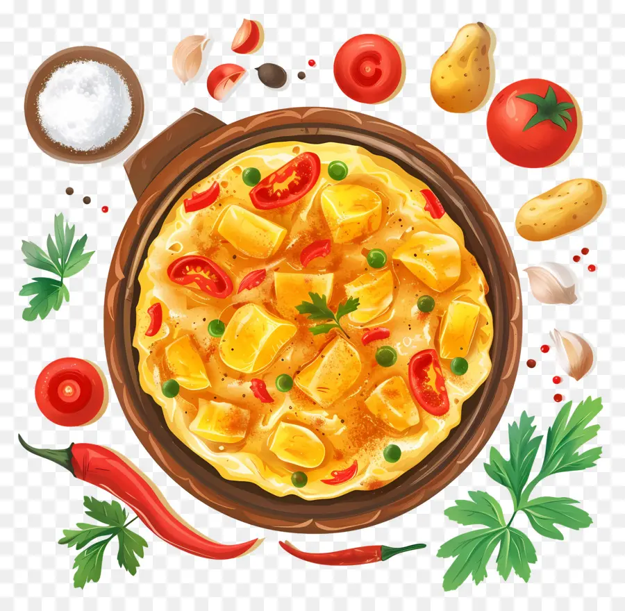 Omelete Espanhola，Pizza Vegetal PNG