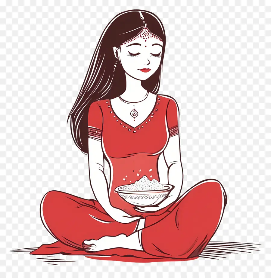 Karva Chauth，Mulher Meditando PNG