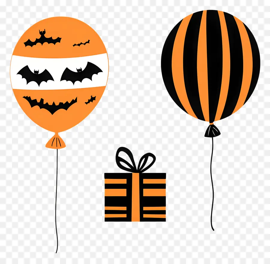 Balões De Halloween，Balões E Presente De Halloween PNG