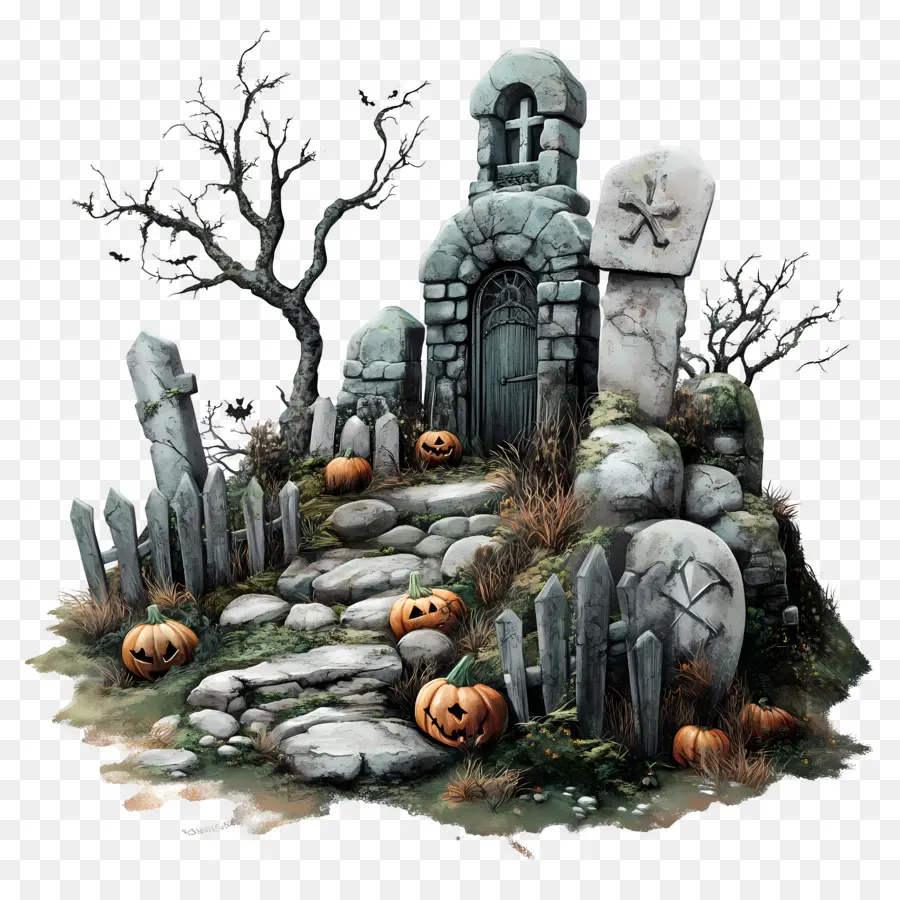 Cemitério De Halloween，Cemitério Assombrado PNG