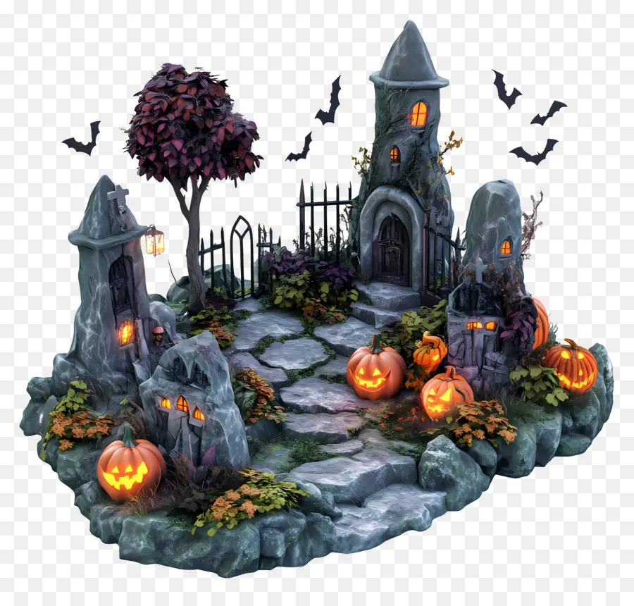 Cemitério De Halloween，Cemitério Assustador PNG