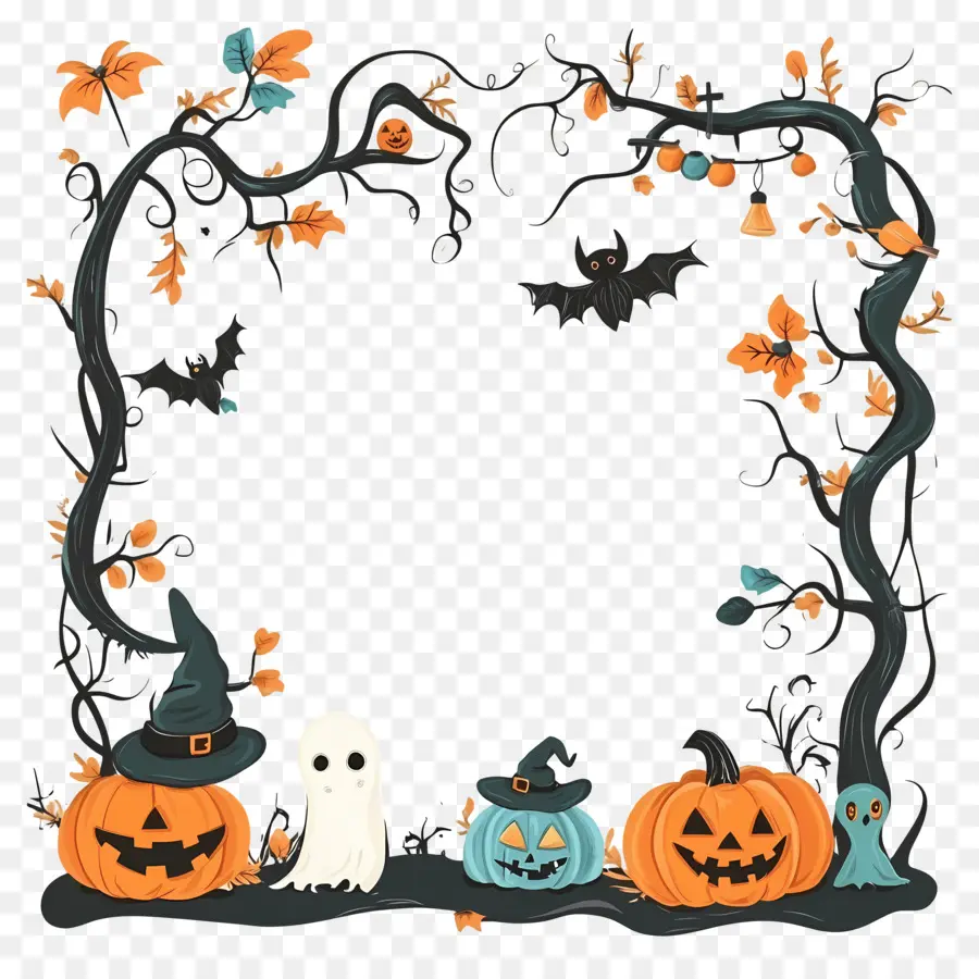 Modelo De Banner De Halloween，Moldura De Halloween PNG