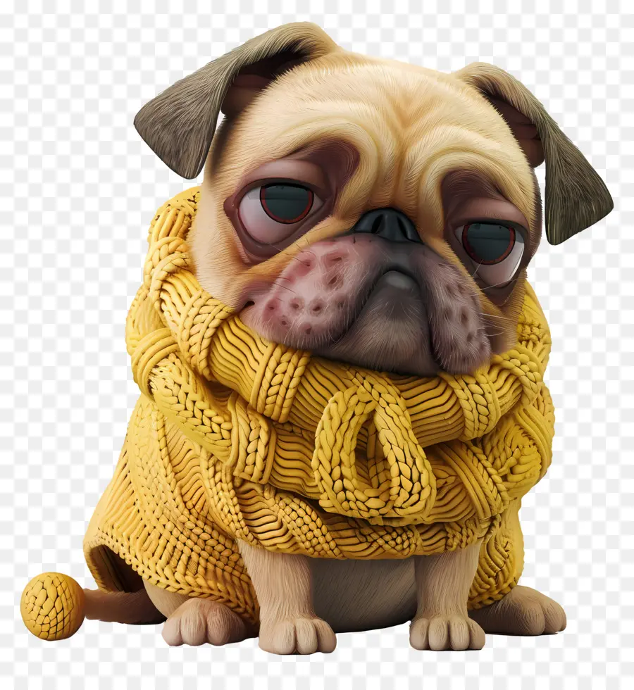 Cachorro 3d，Pug De Suéter PNG