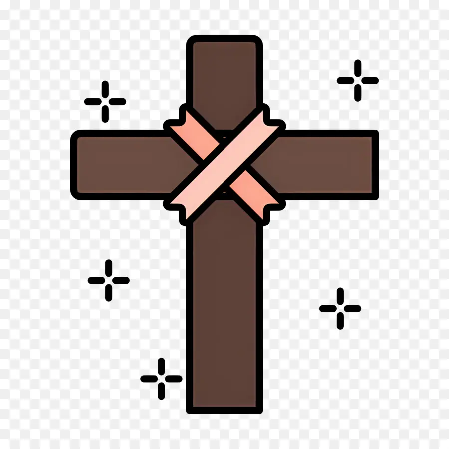 Cruz Cristã，Cruz Com Fita PNG