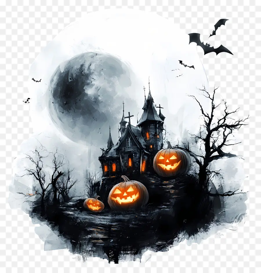 Modelo De Banner De Halloween，Cemitério Assustador PNG