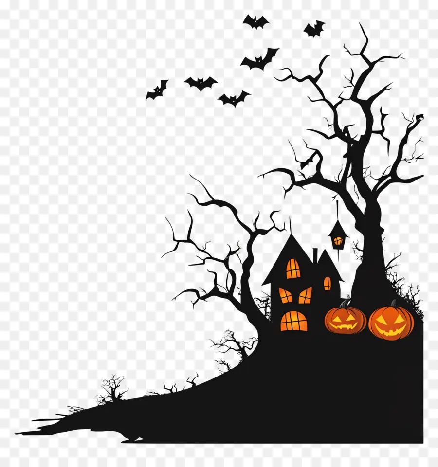 Modelo De Banner De Halloween，Moldura De Casa Assombrada PNG