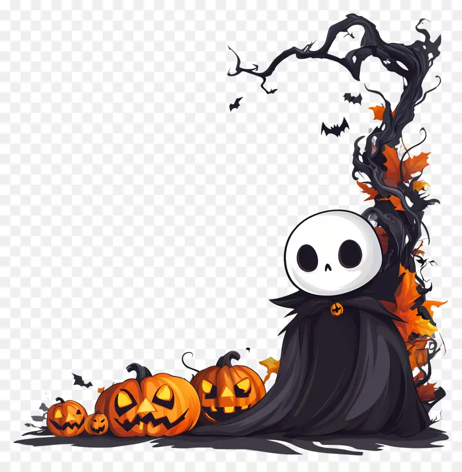 Modelo De Banner De Halloween，Figura De Abóbora E Capa PNG