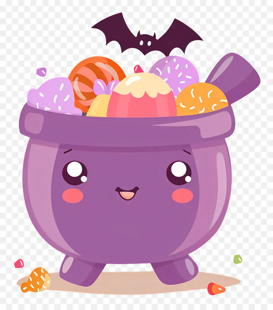 Doces De Halloween，Caldeirão Roxo PNG