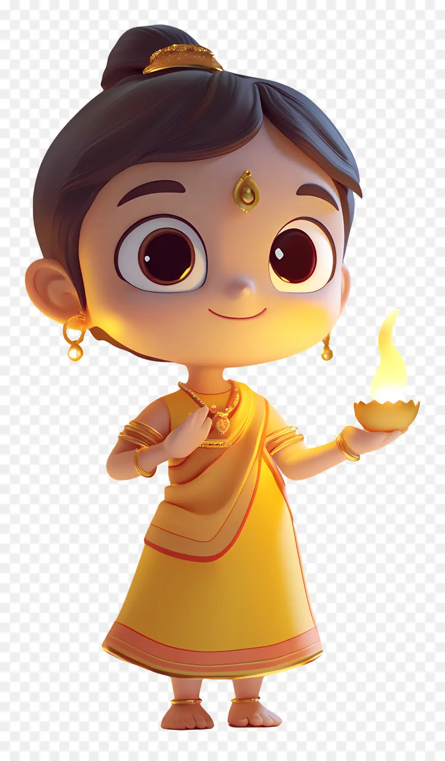 Deepavali，Personagem De Desenho Animado Com Diya PNG