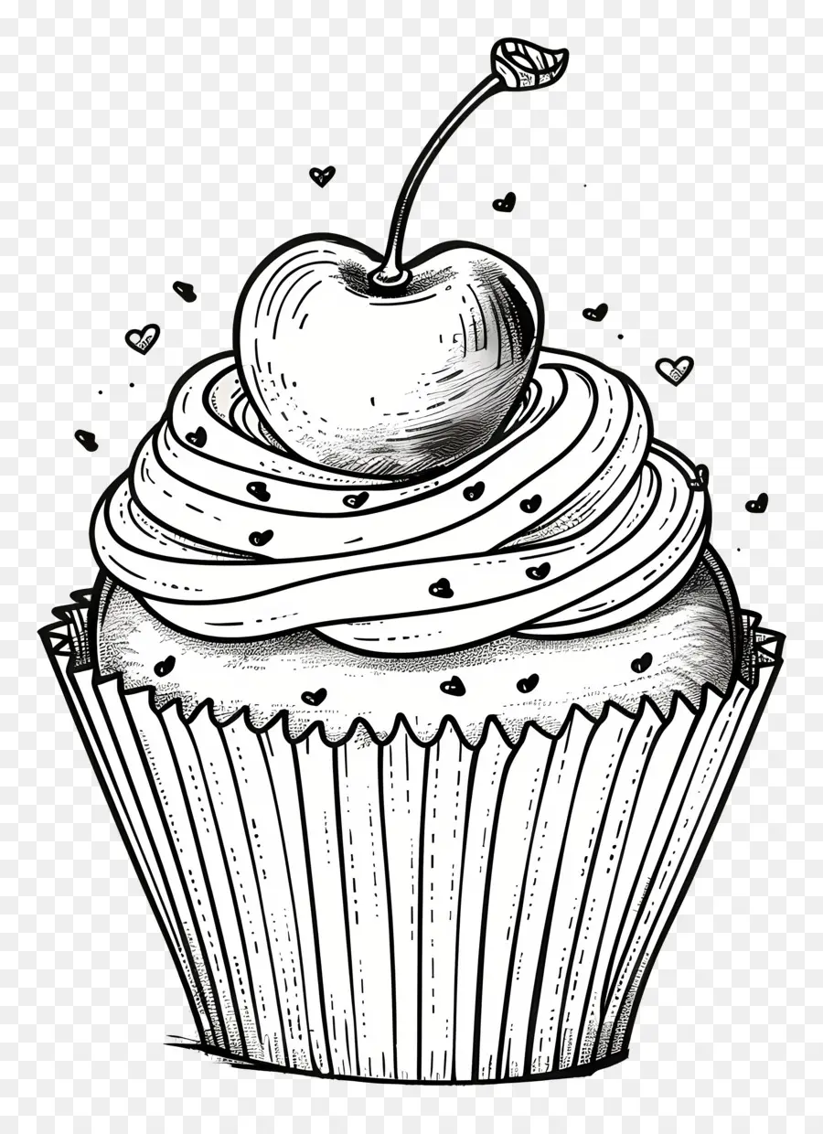 Contorno De Cupcake，Cupcake Com Cereja PNG