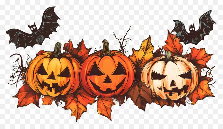 Modelo De Banner De Halloween，Abóboras De Halloween PNG