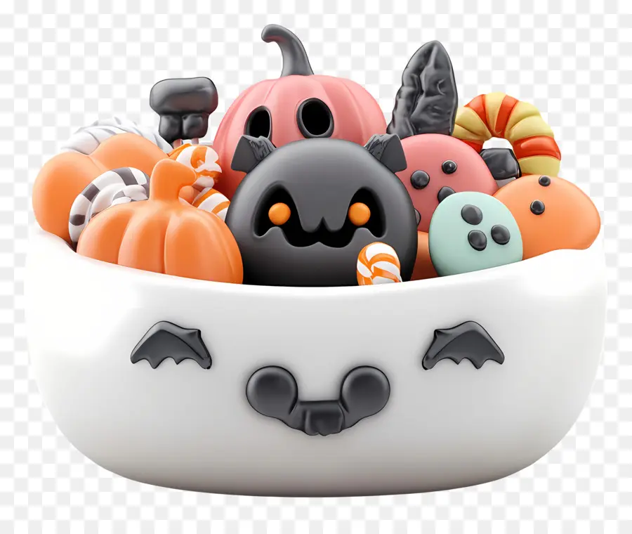 Tigela De Doces De Halloween，Doces Fofos De Halloween PNG