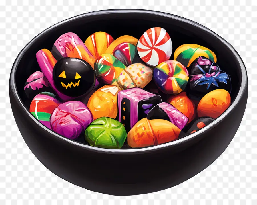 Tigela De Doces De Halloween，Doces Coloridos De Halloween PNG