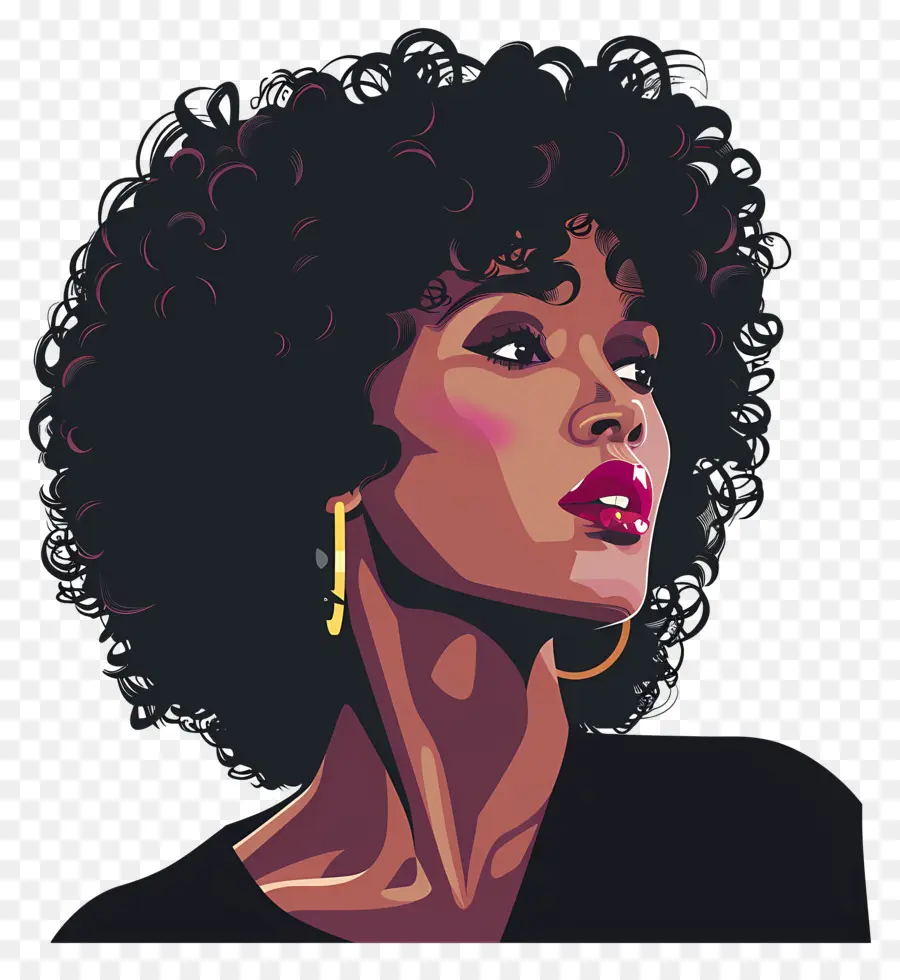 Whitney Houston，Mulher Estilosa Com Cabelo Cacheado PNG