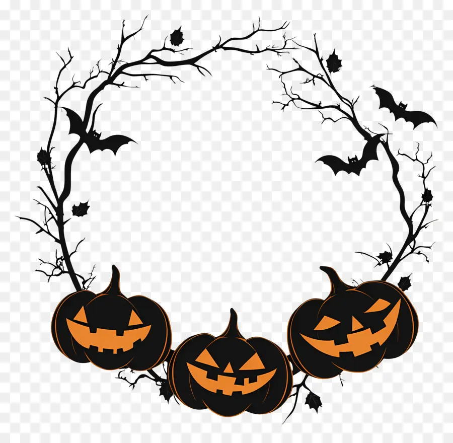 Modelo De Banner De Halloween，Coroa De Abóbora PNG